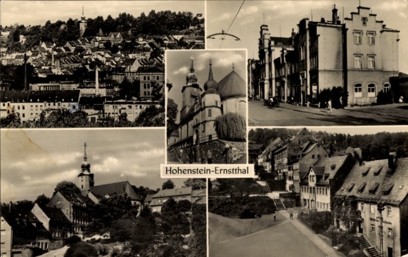Ak Hohenstein Ernstthal in Sachsen, Totale, Straßenansicht, Kirche