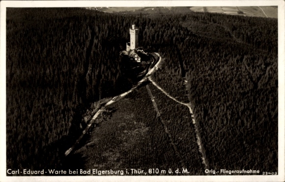 Postcard Elgersburg in the Ilm district of Thuringia, aerial photograph0, view of Carl Eduard Warte