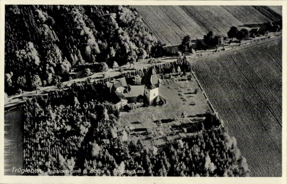 Ak Trügleben Hörsel in Thüringen, Aussichtsturm, Fliegeraufnahme