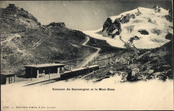 Postcard Zermatt Kanton Wallis, Gornergrat Summit and Monte Rosa