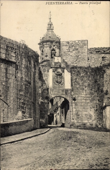 Postcard Hondarribia Fuenterrabia Baskenland, Puerta principal