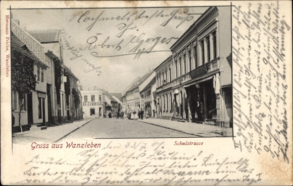 Postcard Wanzleben Börde in Saxony Anhalt, Schulstrasse, street section