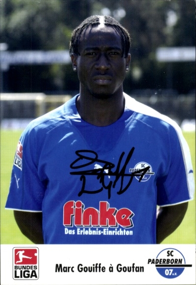 Autograph card footballer Marc Gouiffe à Goufan, SC Paderborn 07, autograph