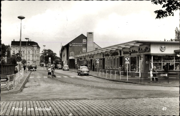 Postcard Peine in Lower Saxony, train station