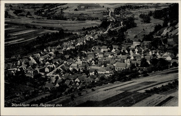 Postcard Wenkheim Werbach an der Tauber, aerial photograph