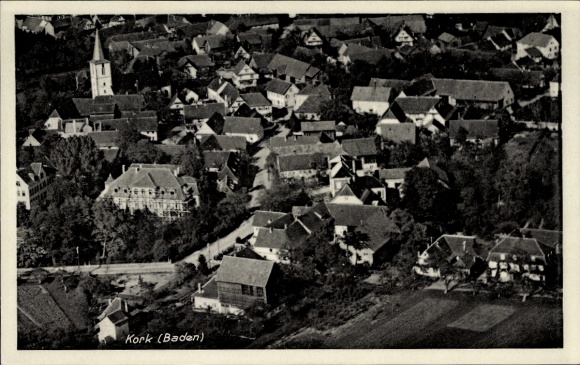 Postcard Kork Kehl am Rhein Baden, aerial photograph