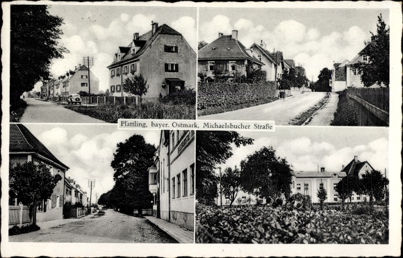 Postcard Plattling in Lower Bavaria, Michaelsbucher Strasse