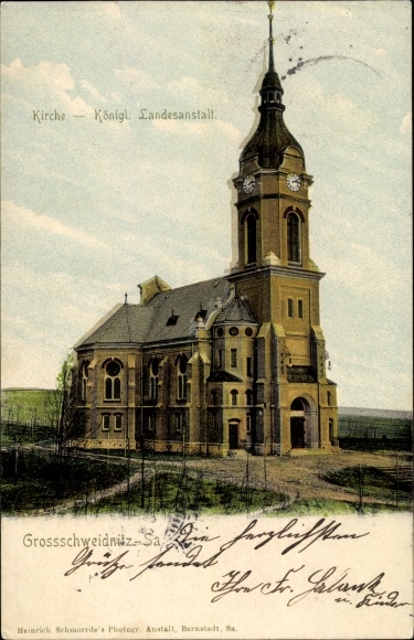 Postcard Großschweidnitz in Saxony, Church, Royal State Institute