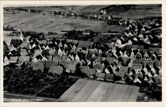 Postcard Illingen in Württemberg, aerial photograph