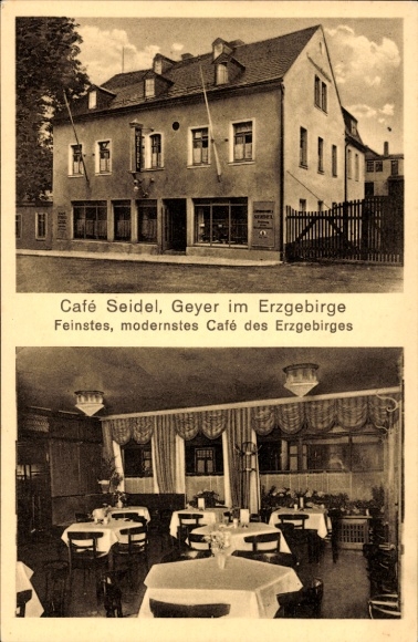 Ak Geyer im Erzgebirge Sachsen, Café Seidel, Innenansicht, Saal