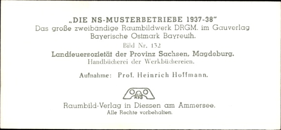 Stereo spatial image Photo The NS model companies 1937-38 No. 132 Landfeuergesellschaft Prov. Saxony Magdeburg