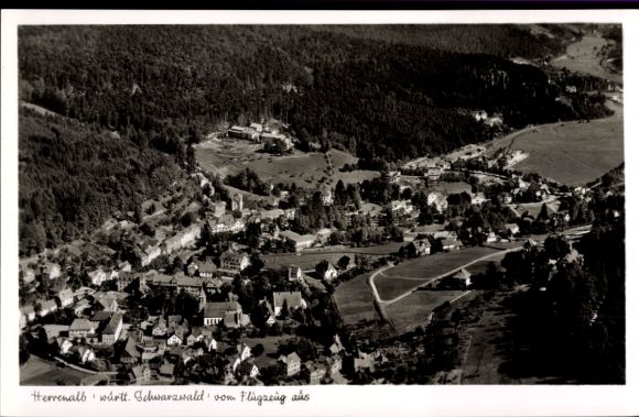 Postcard Bernbach Bad Herrenalb in the Black Forest, aerial photograph