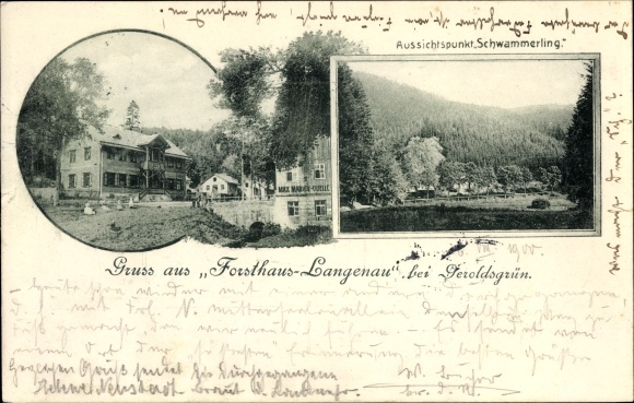 Postcard Geroldsgrün in the Fichtelgebirge of Upper Franconia, Forsthaus Langenau, mushroom