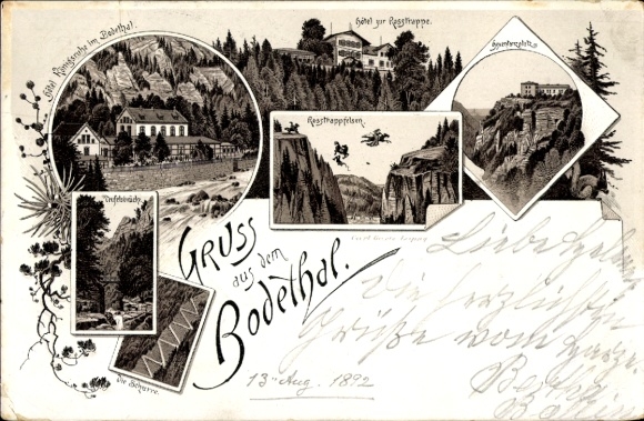 Vorläufer Litho Thale im Harz, Hotel Königsruhe, Rosstrappe, Hexentanzplatz, Teufelsbrücke, Schurre