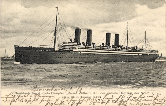 PC steamer Kaiser Wilhelm II., North German Lloyd Bremen NDL