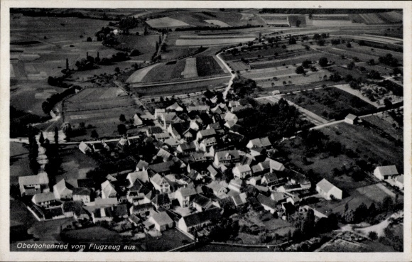 Postcard Oberhohenried Haßfurt Lower Franconia, aerial view of the village, wide fields, view of houses, street