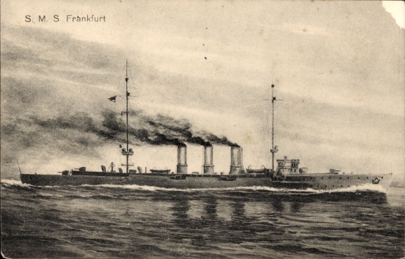 Postcard German warship, SMS Frankfurt, Imperial Navy