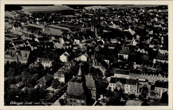 Postcard Dillingen in Saarland, aerial photograph