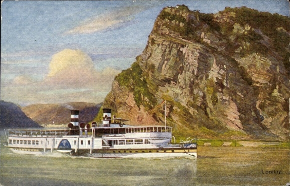 Ak Sankt Goarshausen am Rhein, Loreley, Salondampfer Barbarossa