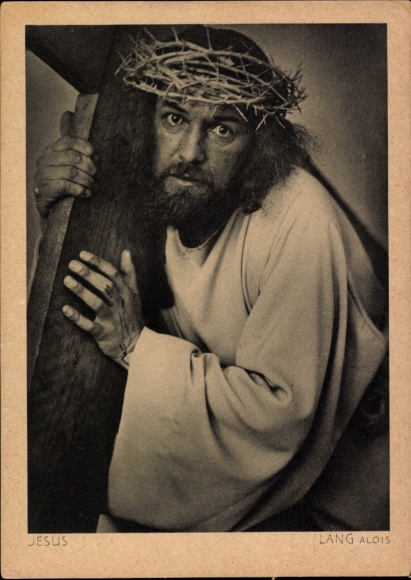 Postcard Oberammergau in Upper Bavaria, Passion Play, actor Alois Lang, Jesus