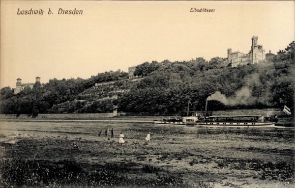 Ak Dresden Loschwitz, Schiffsreise, Elbschlösser, Loschwitz, Flussansicht, Landschaft