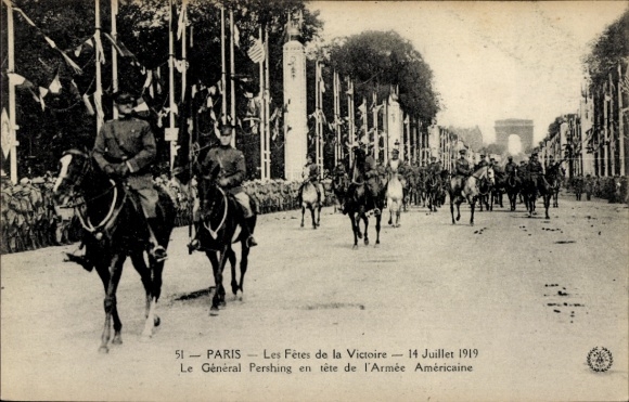 CPA Paris, Fetes de la Victoire 1919, General Pershing, Armee Americaine