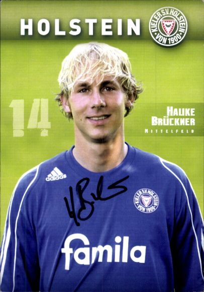 Autograph card footballer Hauke Brückner, Holstein Kiel, autograph