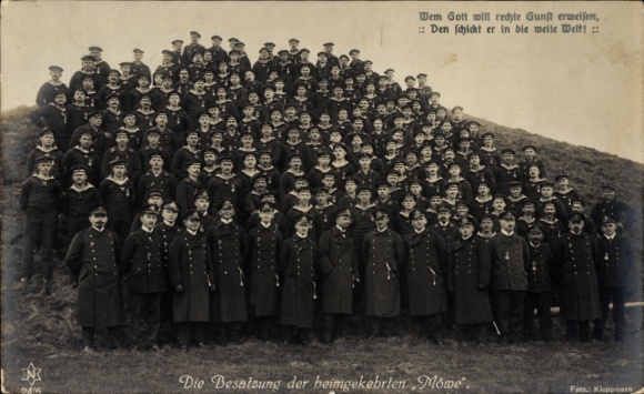 Postcard German seafarers, the crew of the seagull that had returned, Novitas 24/6