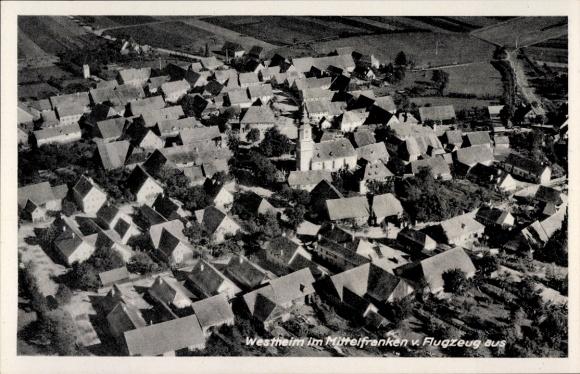 Postcard Westheim Illesheim in Middle Franconia, aerial photograph