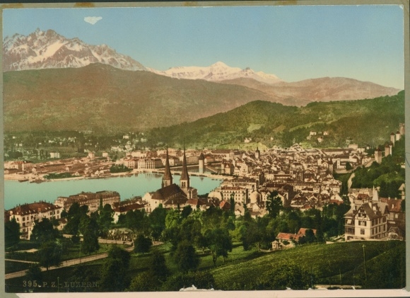 Photo Lucerne city Switzerland, total view, Flüelen, Bristenstock