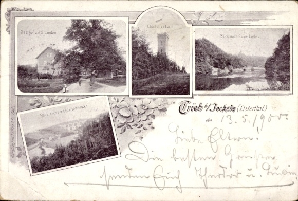 Postcard Trieb Jocketa Pöhl Vogtland, general view, Charlottenturm