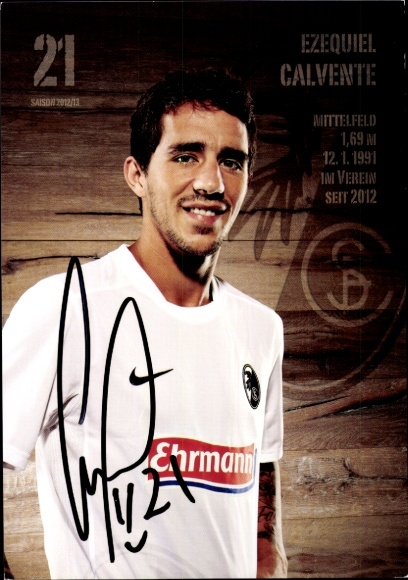 Autogrammkarte Fußballer Ezquiel Calvente, SC Freiburg, Autogramm