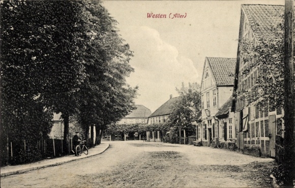 Postcard Westen an der Aller Dörverden Lower Saxony, street section