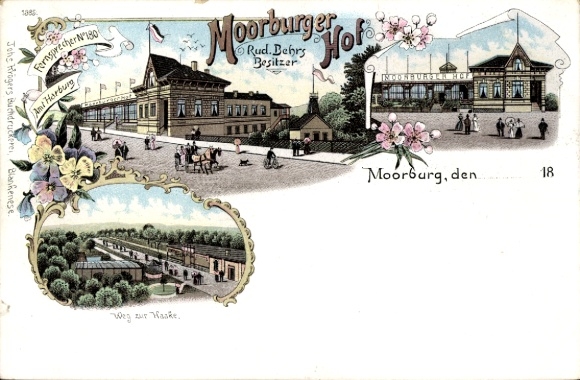 Litho Hamburg Harburg Moorburg, Moorburger Hof, Weg zur Haake