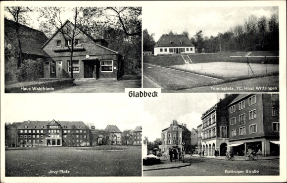 Postcard Gladbeck in the Ruhr area, tennis court TC Haus Wittringen, Bottroper Straße, Jovy Platz