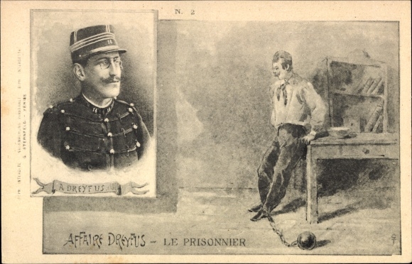 Judaika Postcard Dreyfus Affair, The Prisoner, portrait