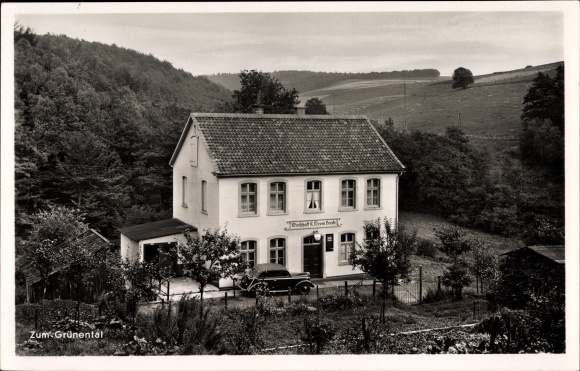 Postcard Schalksmühle in the Sauerland, Inn zum Grünental, owner Willi vom Brocke