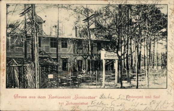 Postcard Berlin Treptow Johannisthal, Restaurant Einsiedler