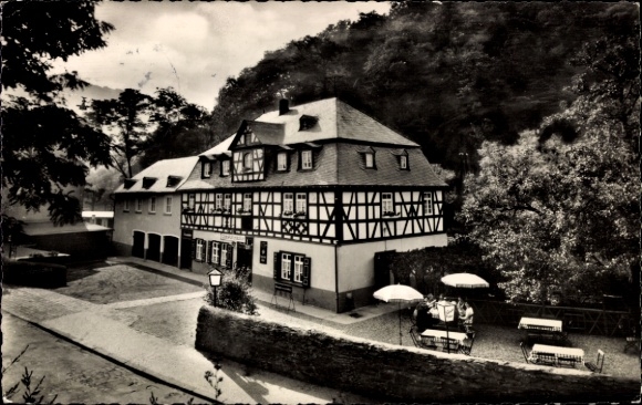 Postcard Braubach am Rhein, guesthouse and guesthouse, owner Albert Schmidt, black and white photo