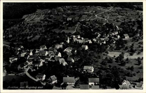 Postcard Streichen Schleching in Upper Bavaria, aerial photograph