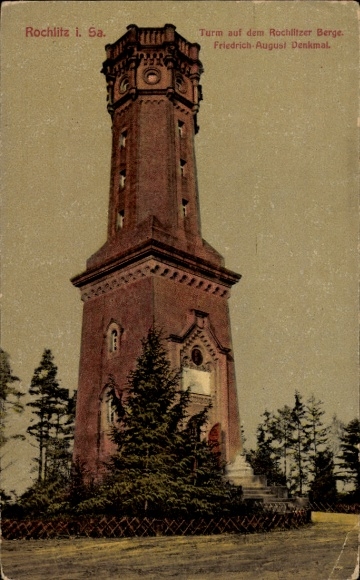 Ak Rochlitz an der Mulde, Blick auf den Turm, Friedrich August Denkmal