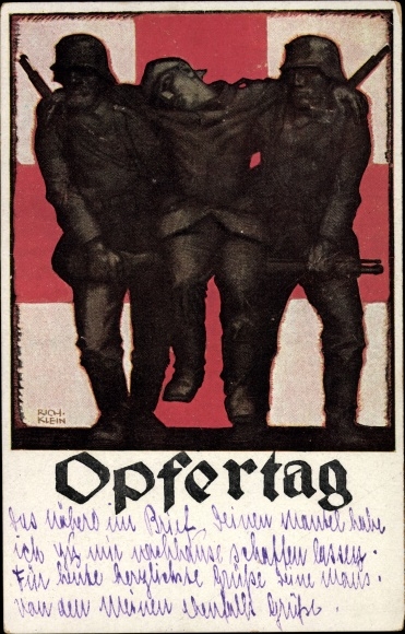 Artist PC Klein, Rich., Day of Sacrifice 1917, Bayer. National Committee of the Red Cross wounded soldier