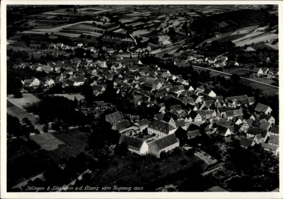 Postcard Ittlingen im Kraichgau, aerial photograph
