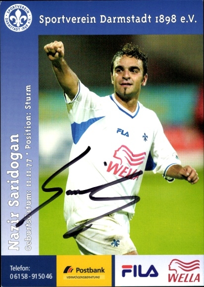 Autogrammkarte Fußballer Nazir Saridogan, SV Darmstadt 98, Autogramm