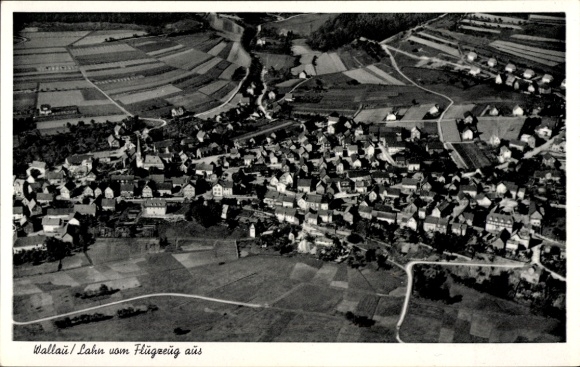 Postcard Wallau Biedenkopf an der Lahn, aerial photograph
