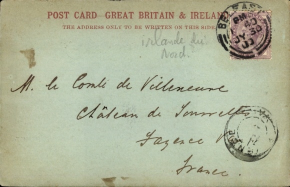 Postcard Belfast Northern Ireland, Royal Avenue, city view, tram, people, architecture