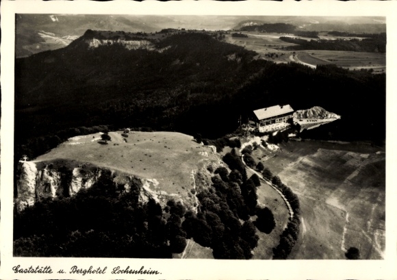 Postcard Weilstetten Balingen in Württemberg, Lochen, Lochenheim, aerial photograph, restaurant and mountain hotel