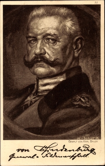 Artist PC Bauer, Karl, Field Marshal Paul von Hindenburg, portrait
