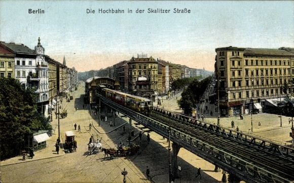 Ak Berlin Kreuzberg, Skalitzer Straße, Hochbahnhof