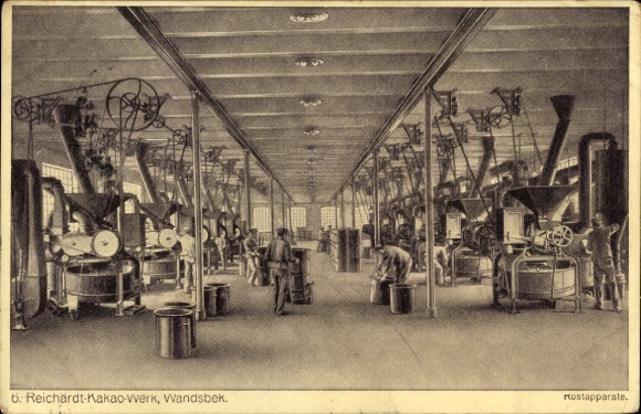 Artist Postcard Hamburg Wandsbek, Reichardt Cocoa Works, Roasting Apparatus